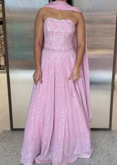 Light Pink Corset Lehenga