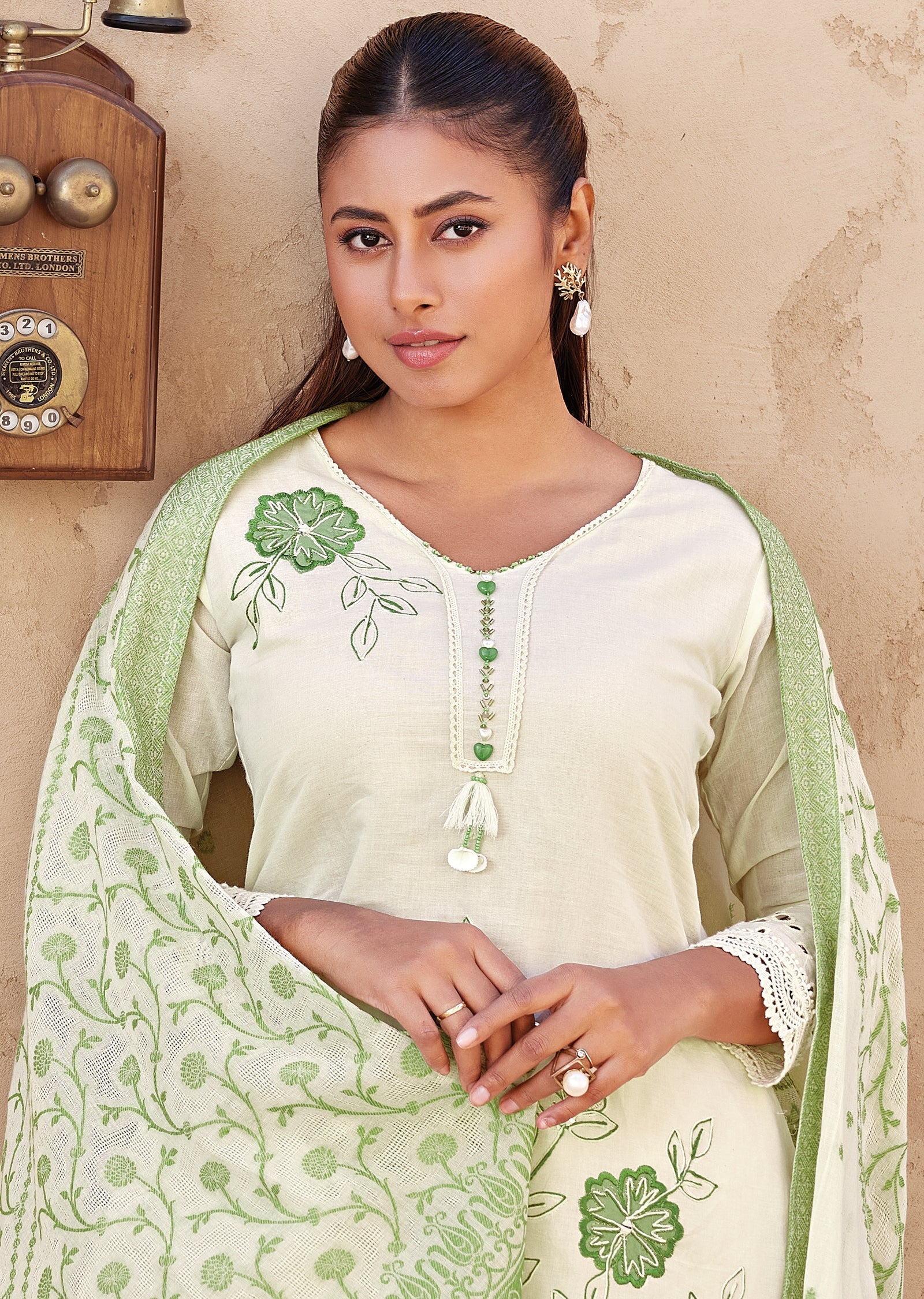 Cream Cotton Anarkali