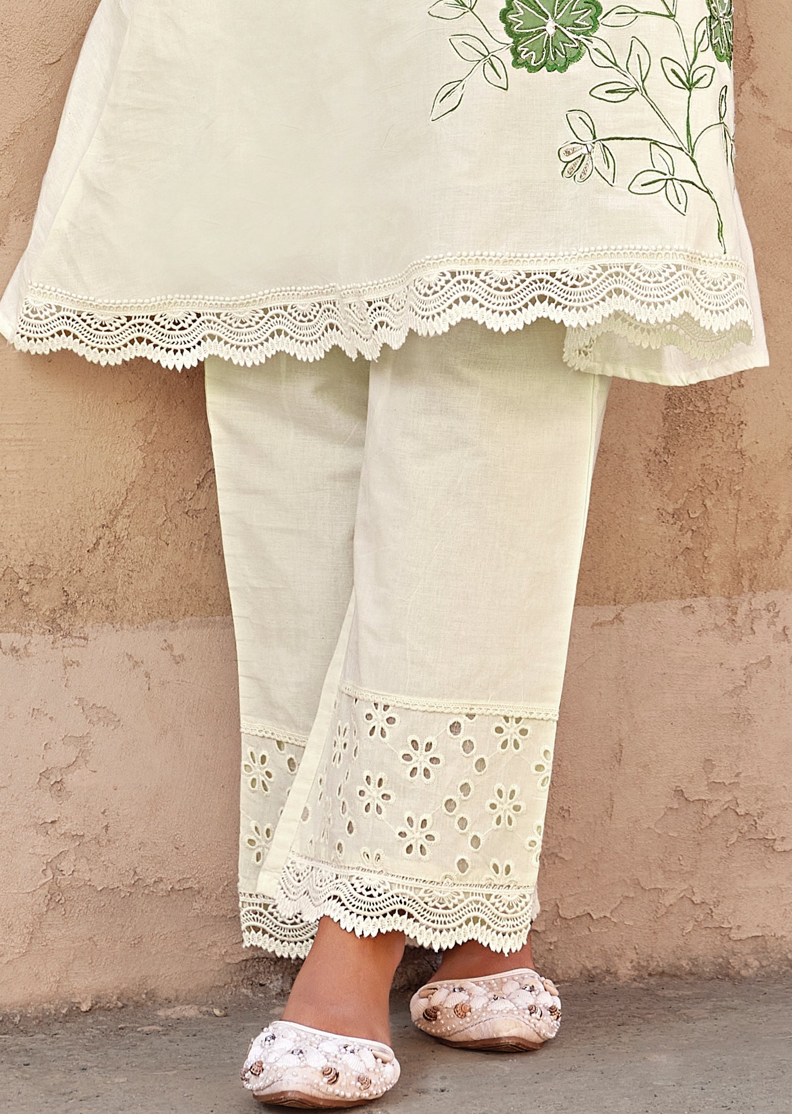 Cream Cotton Anarkali