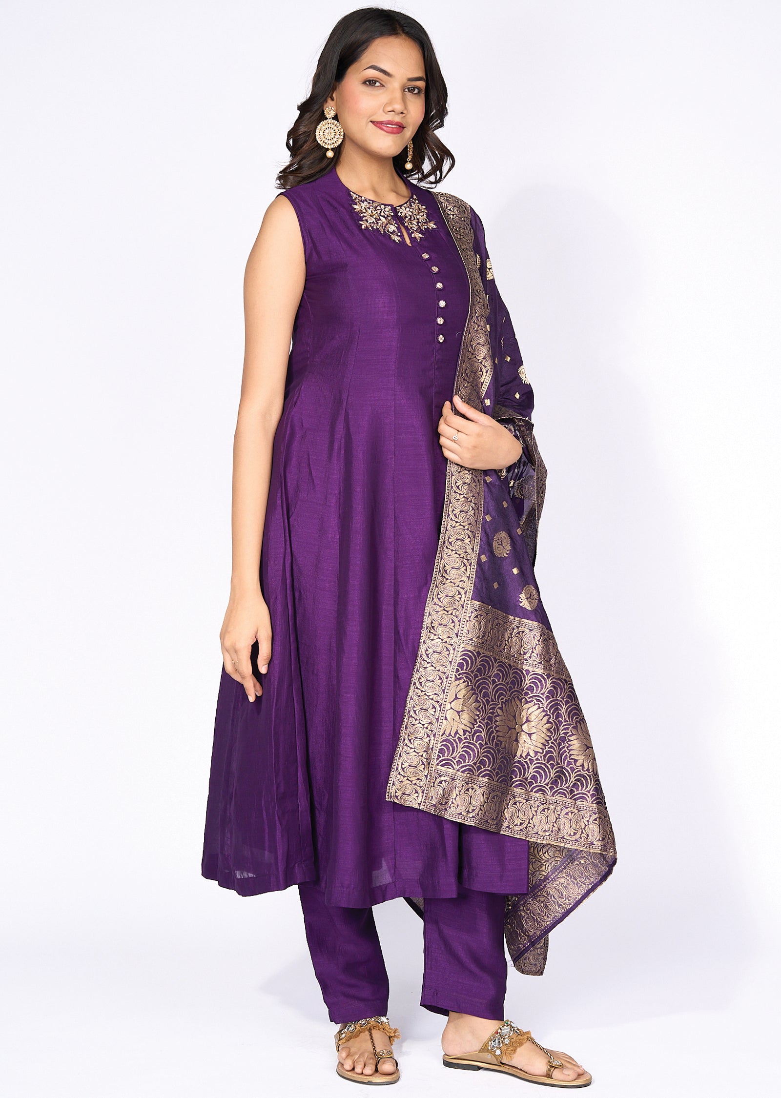 Purple Silk Anarkali
