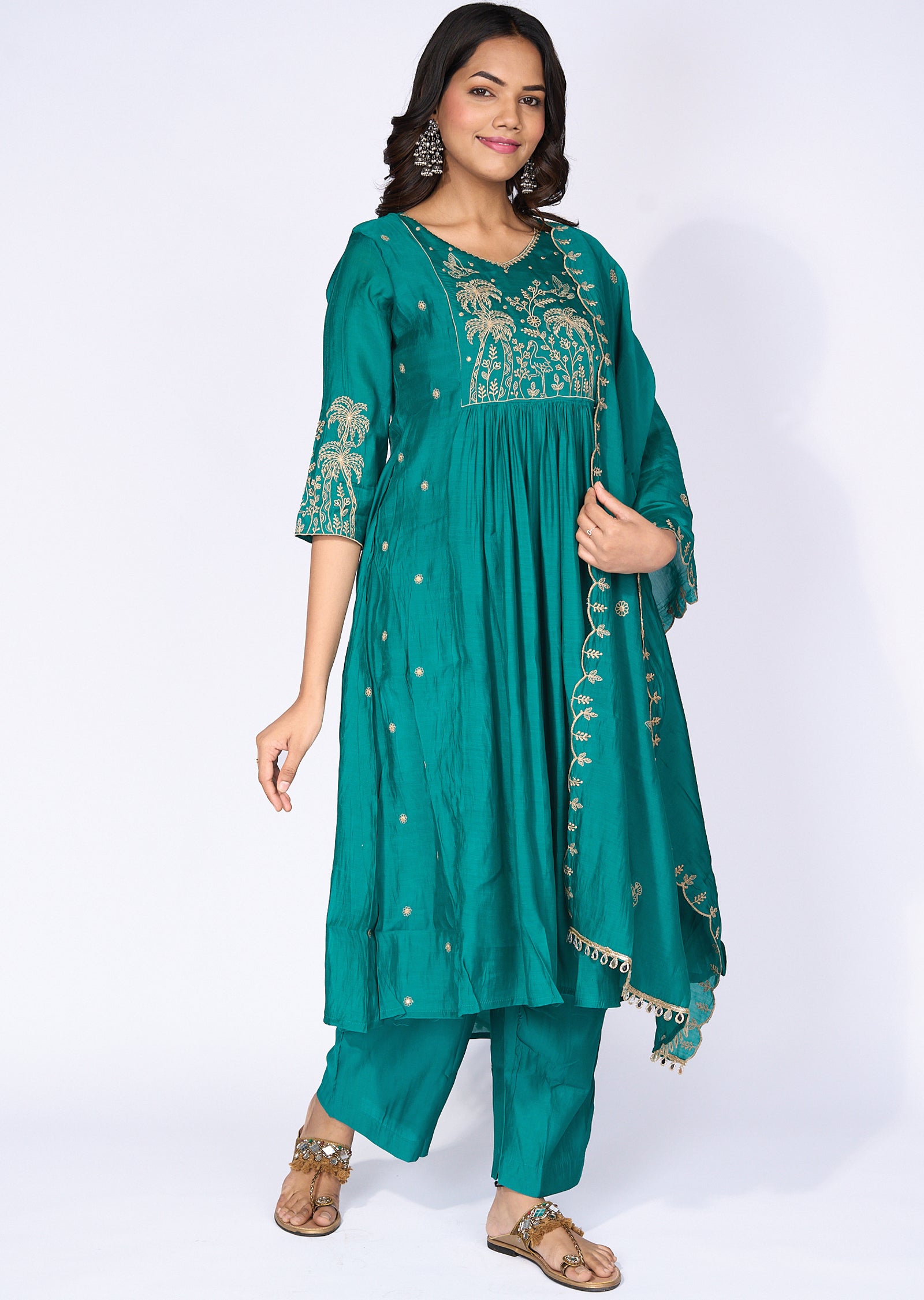 Green Silk Anarkali Suit