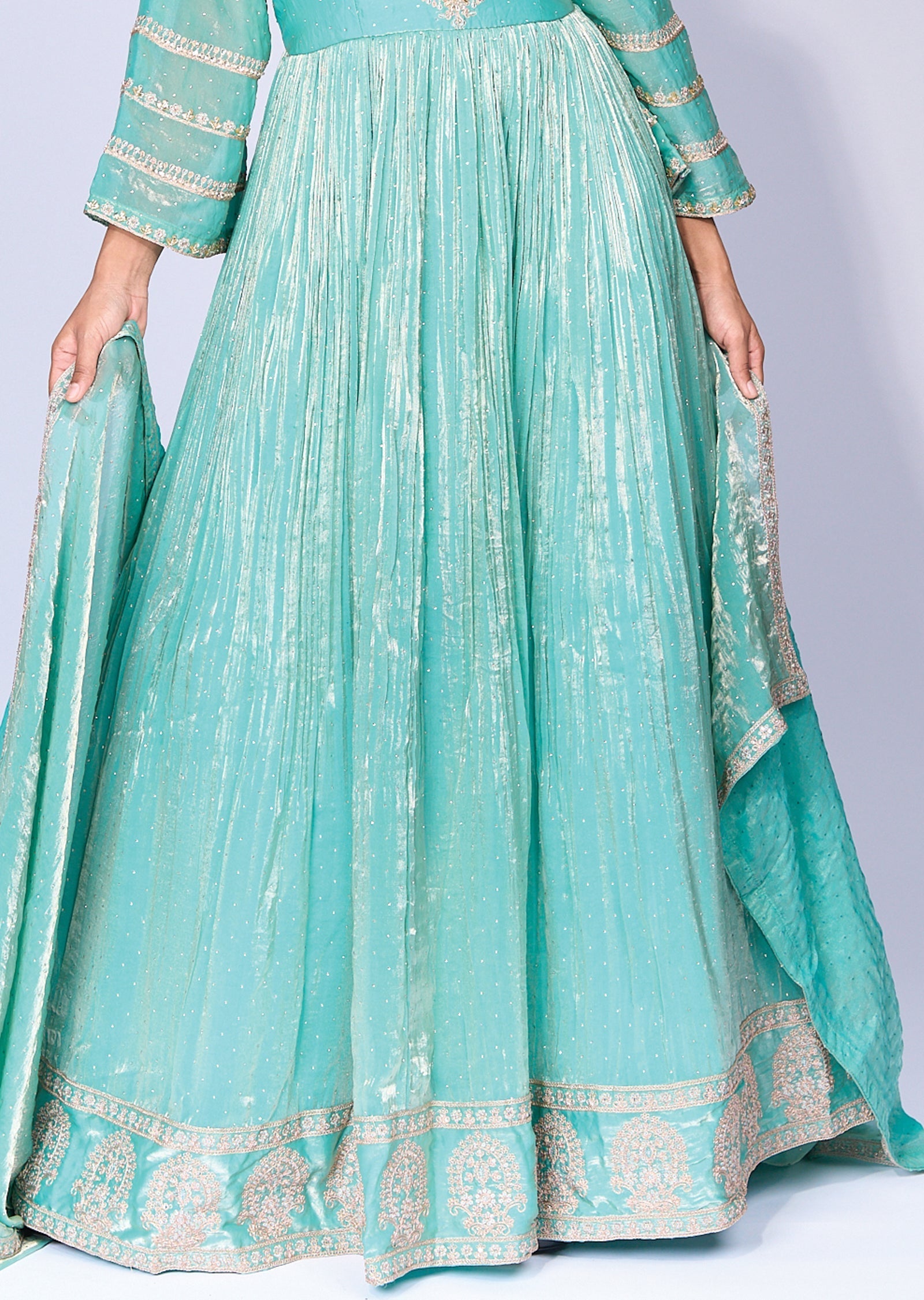 Aqua Anarkali set(No Bottom)