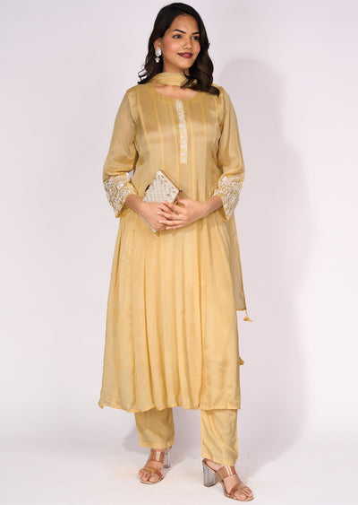Yellow Silk Anarkali Suit