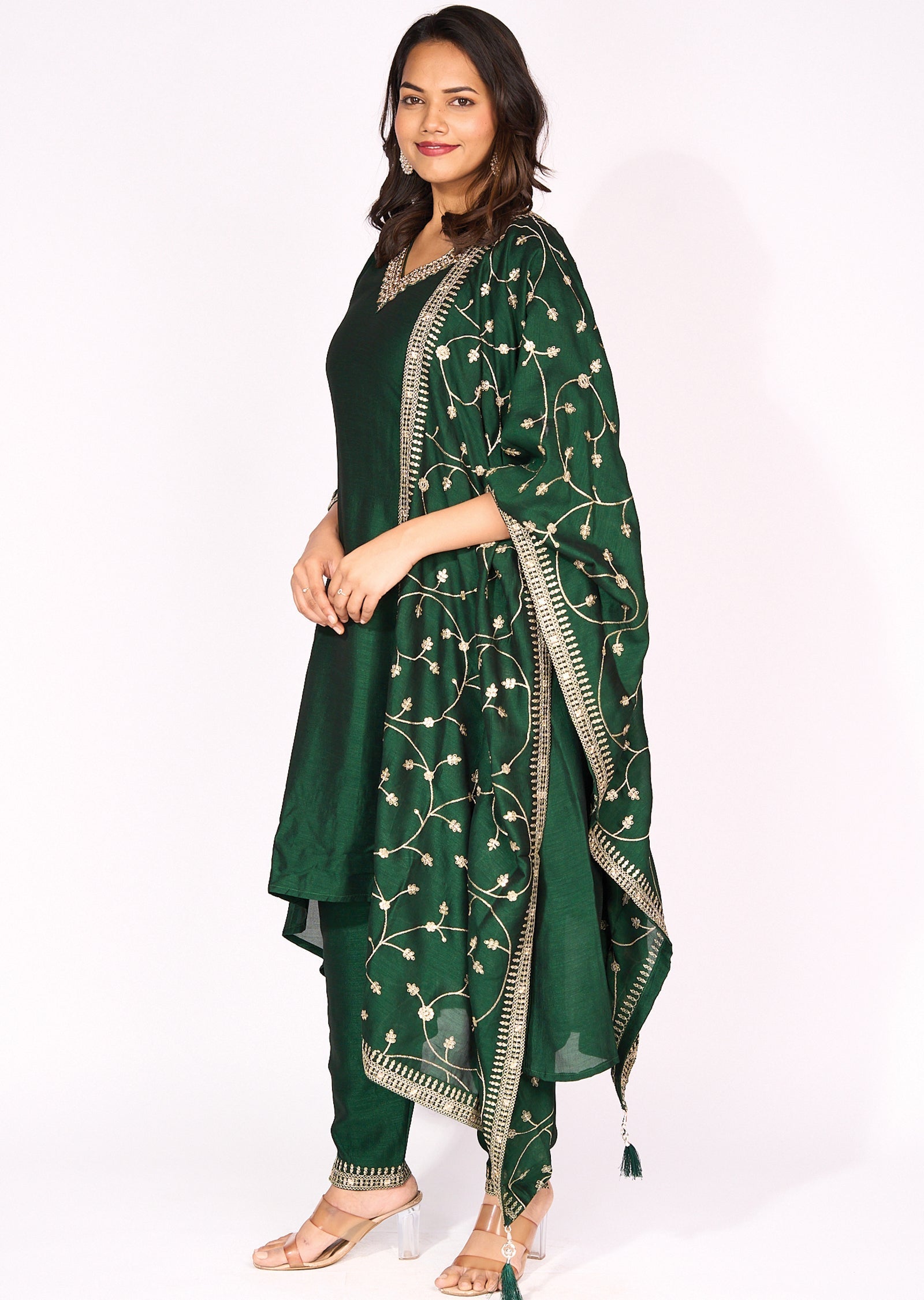 Green Silk Anarkali
