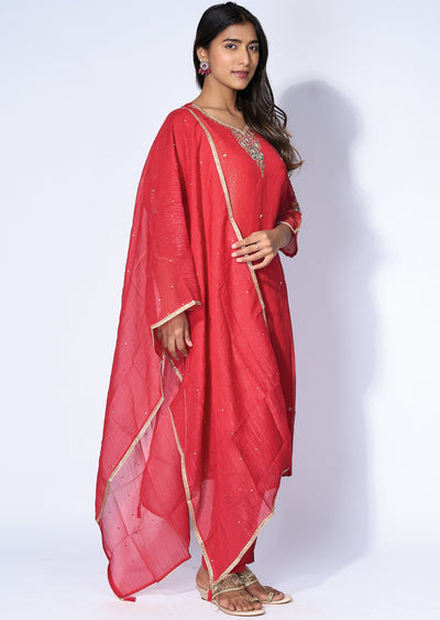 Red Tissue Straight cut suit