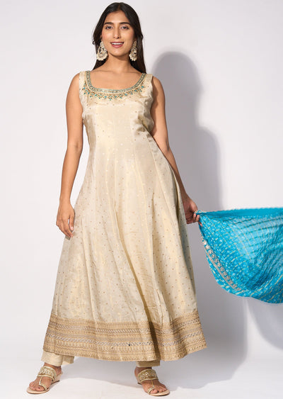 Rama blue Tissue Anarkali