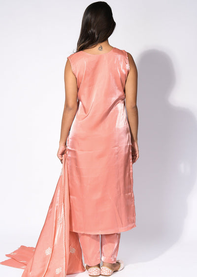 Peach Straight cut kurti Set