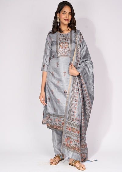 Mustard Tussar Straight cut Suit