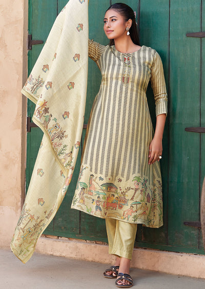 Beige Tussar Anarkali