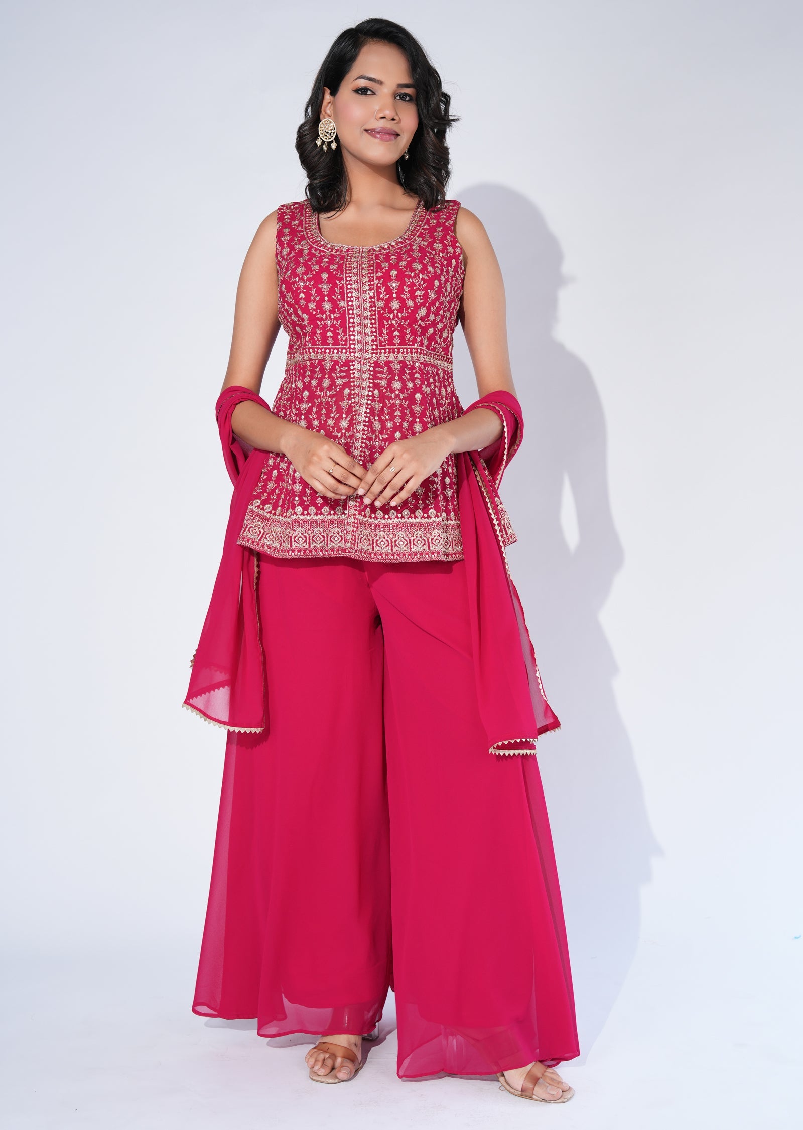 Pink Georgette Sharara Set