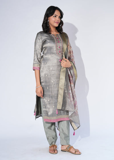Blue Tissue Straight cut Suit