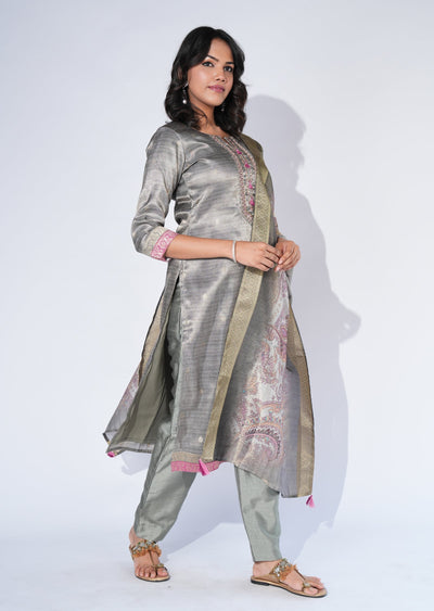 Blue Tissue Straight cut Suit