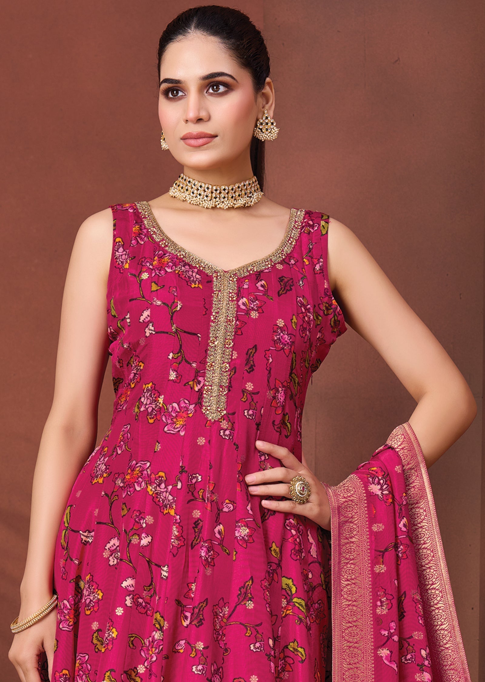 Pink Silk Anarkali Suit
