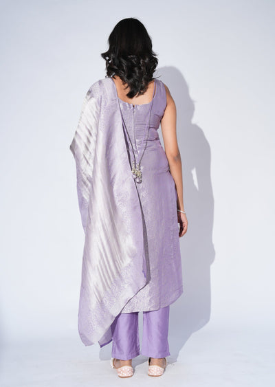 Purple Silk Straight cut Suit