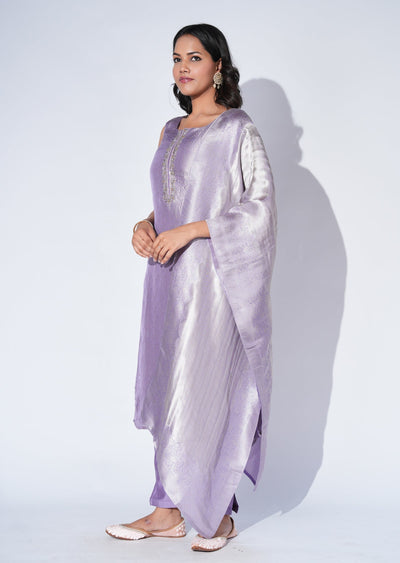 Purple Silk Straight cut Suit