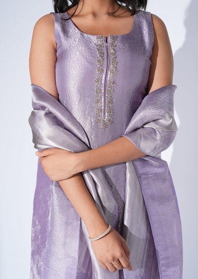 Purple Silk Straight cut Suit