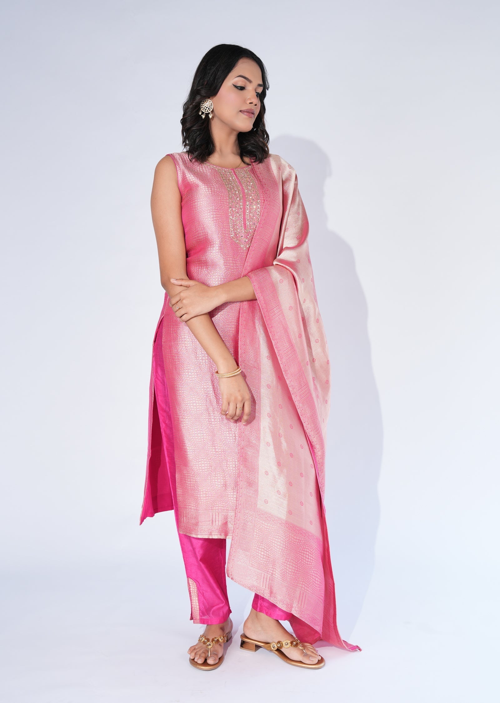 Pink Tissue Straight cut Suit
