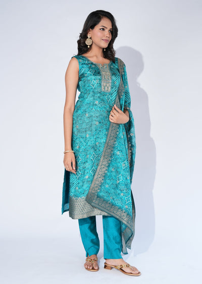 Green Silk Straight Cut Suit