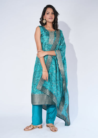 Green Silk Straight Cut Suit