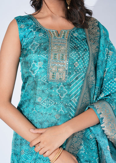 Green Silk Straight Cut Suit