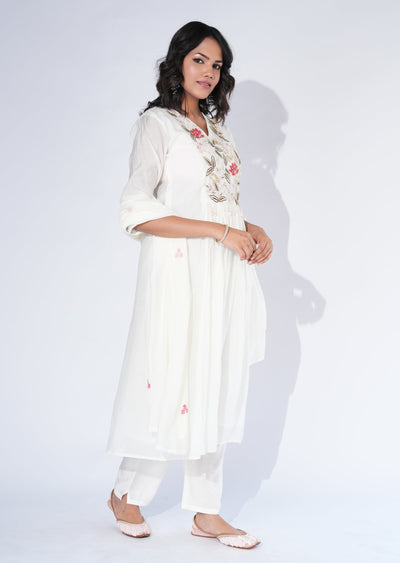 White Crepe Anarkali Suit