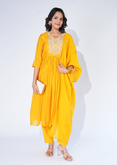 Mustard Silk Anarkali Suit