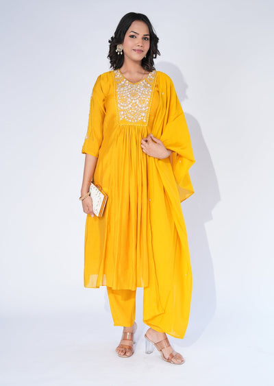 Mustard Silk Anarkali Suit