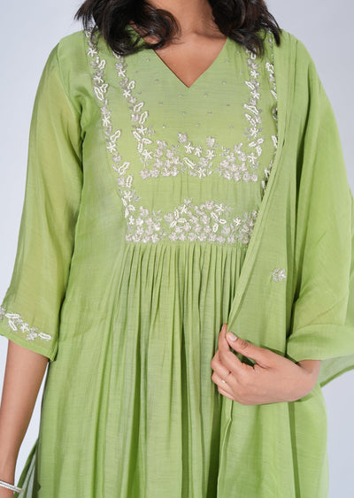 Green Silk Anarkali Suit
