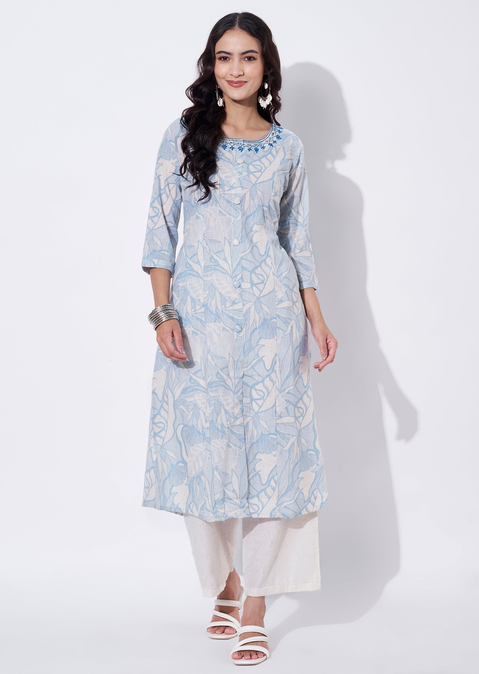 Blue Cotton Straight cut set