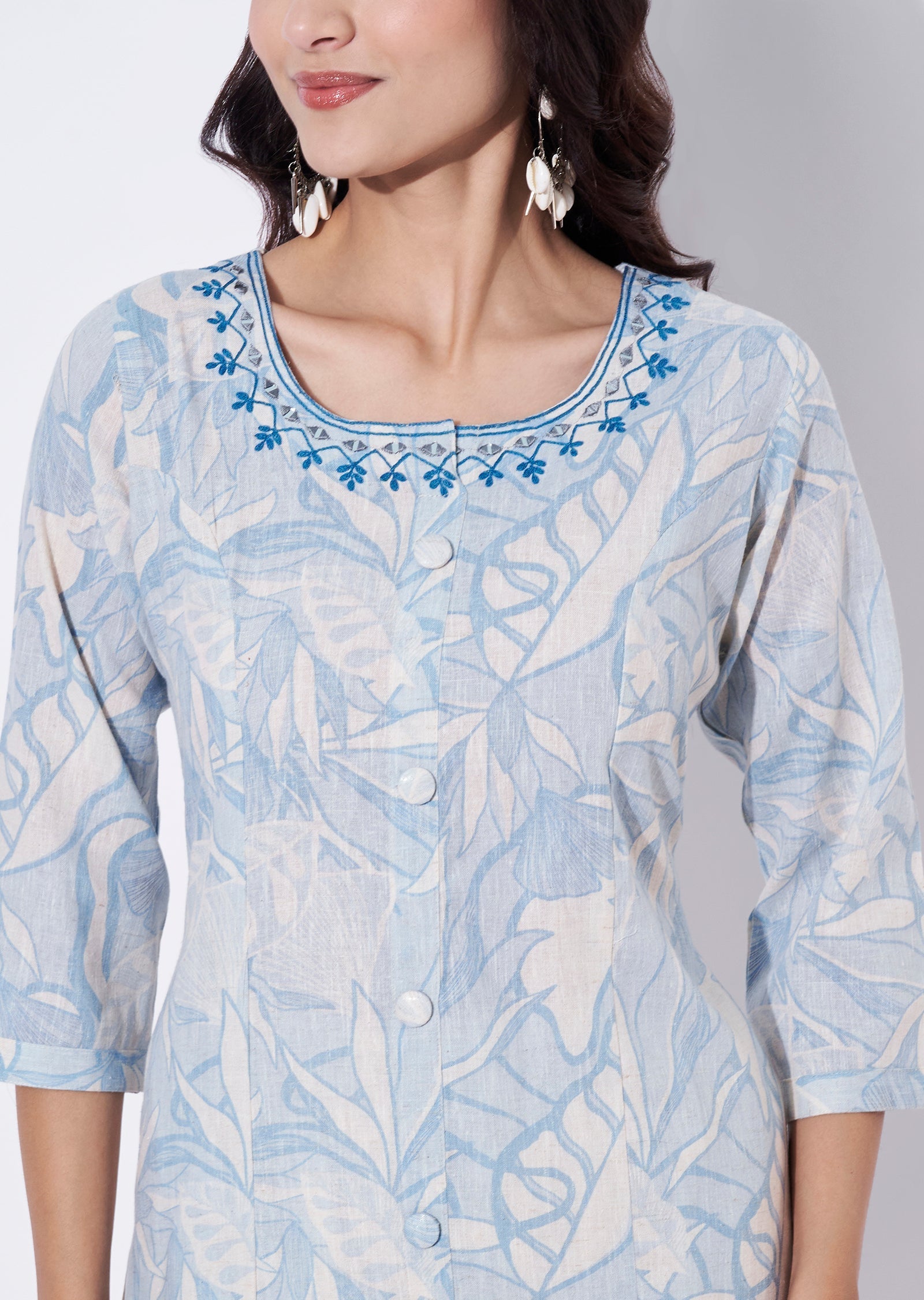 Blue Cotton Straight cut set