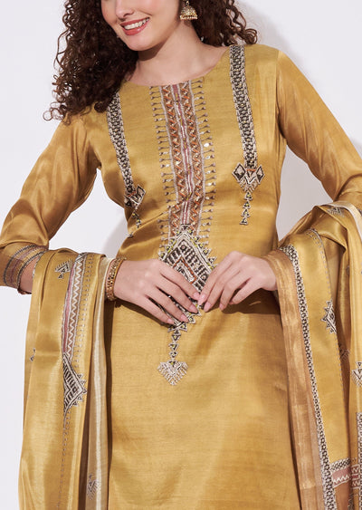 Green Tussar Anarkali Suit