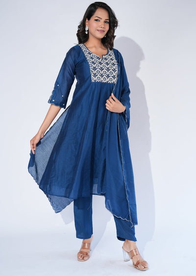 Blue Silk Anarkali Suit