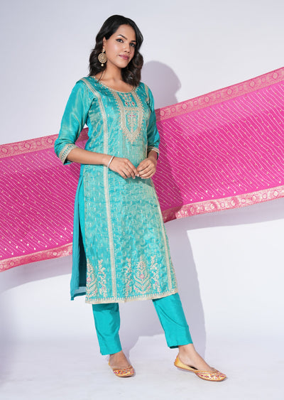 Rama Blue Tissue Straight cut Suit