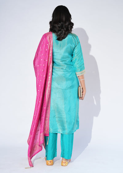 Rama Blue Tissue Straight cut Suit