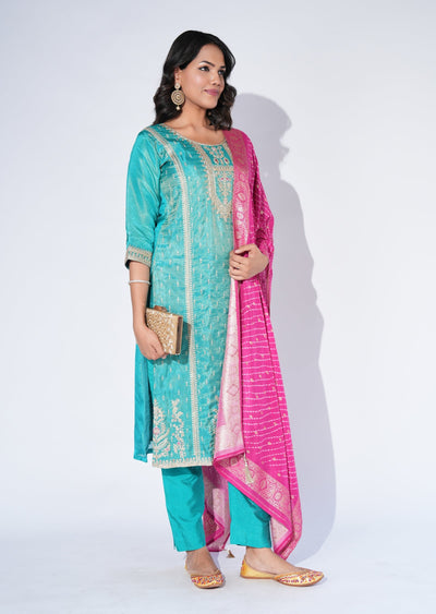 Rama Blue Tissue Straight cut Suit