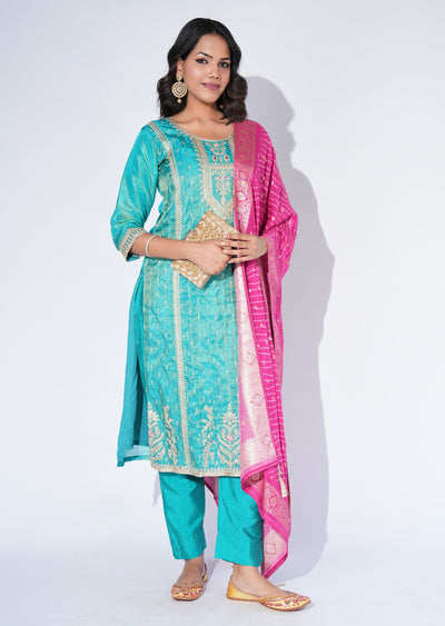 Rama Blue Tissue Straight cut Suit