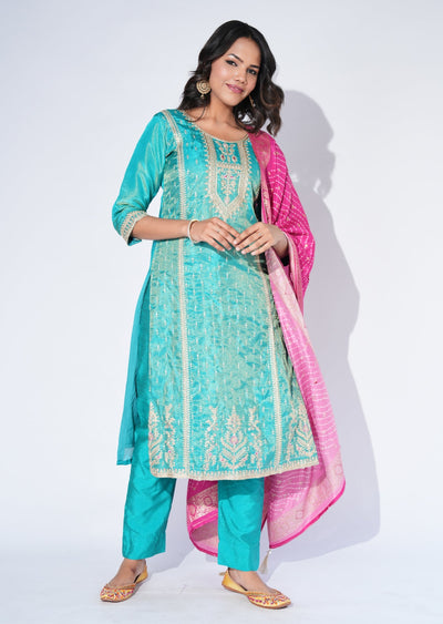 Rama Blue Tissue Straight cut Suit