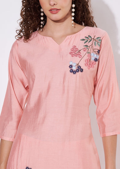 Peach Russian Silk Co-ord Set
