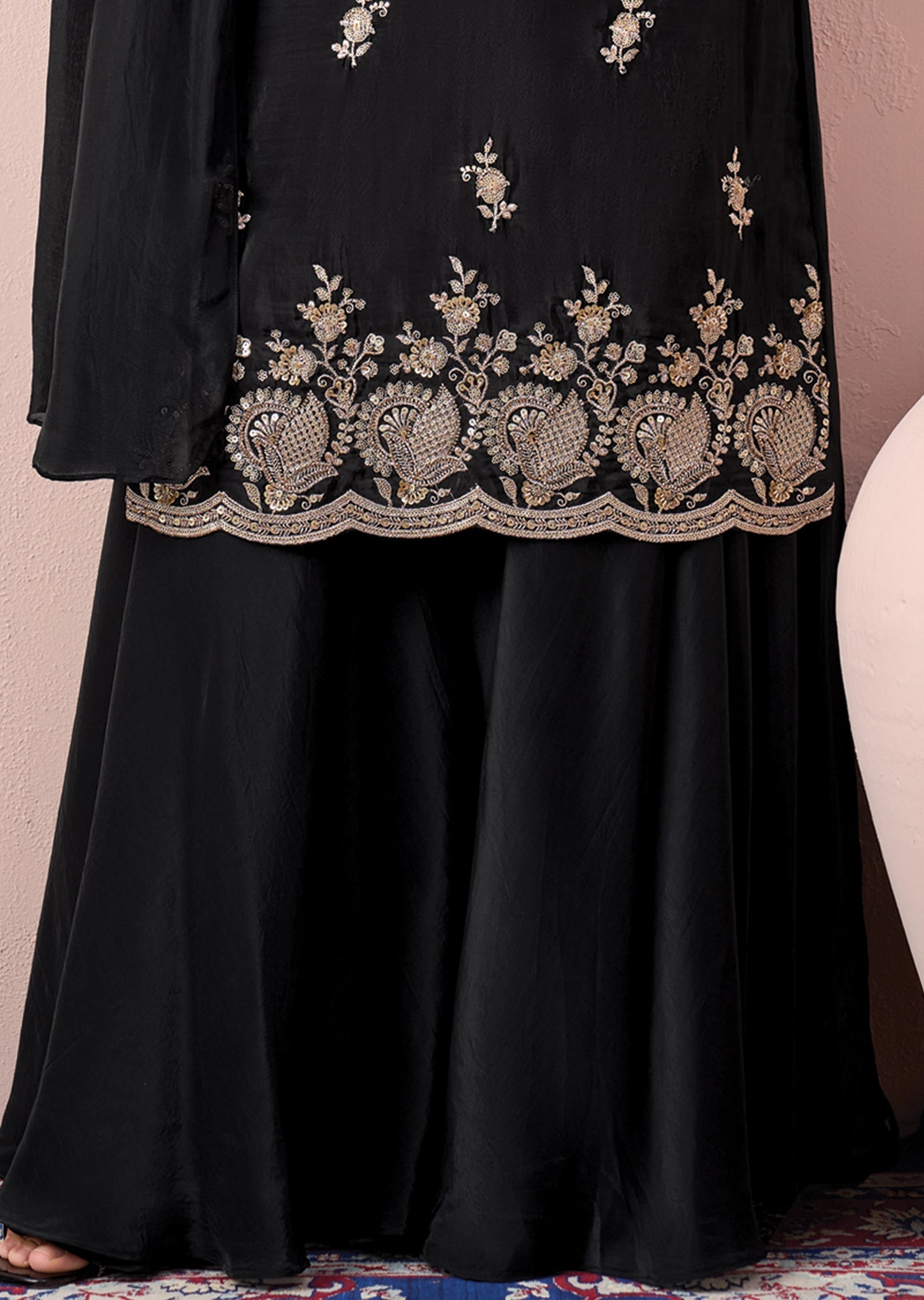 Black Chinnon Sharara set