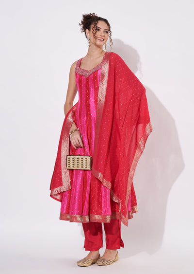 Pink Silk Anarkali Suit