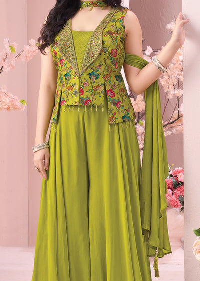 Green Silk sharara Set