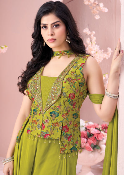 Green Silk sharara Set