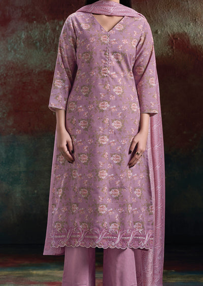 Pink Linen Cotton Straight cut Suit
