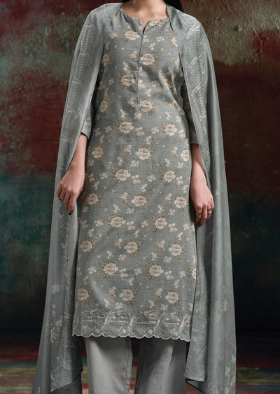Blue Linen Cotton Straight cut Suit