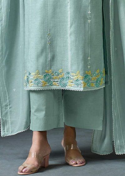 Blue Mul Chanderi Straight cut Suit