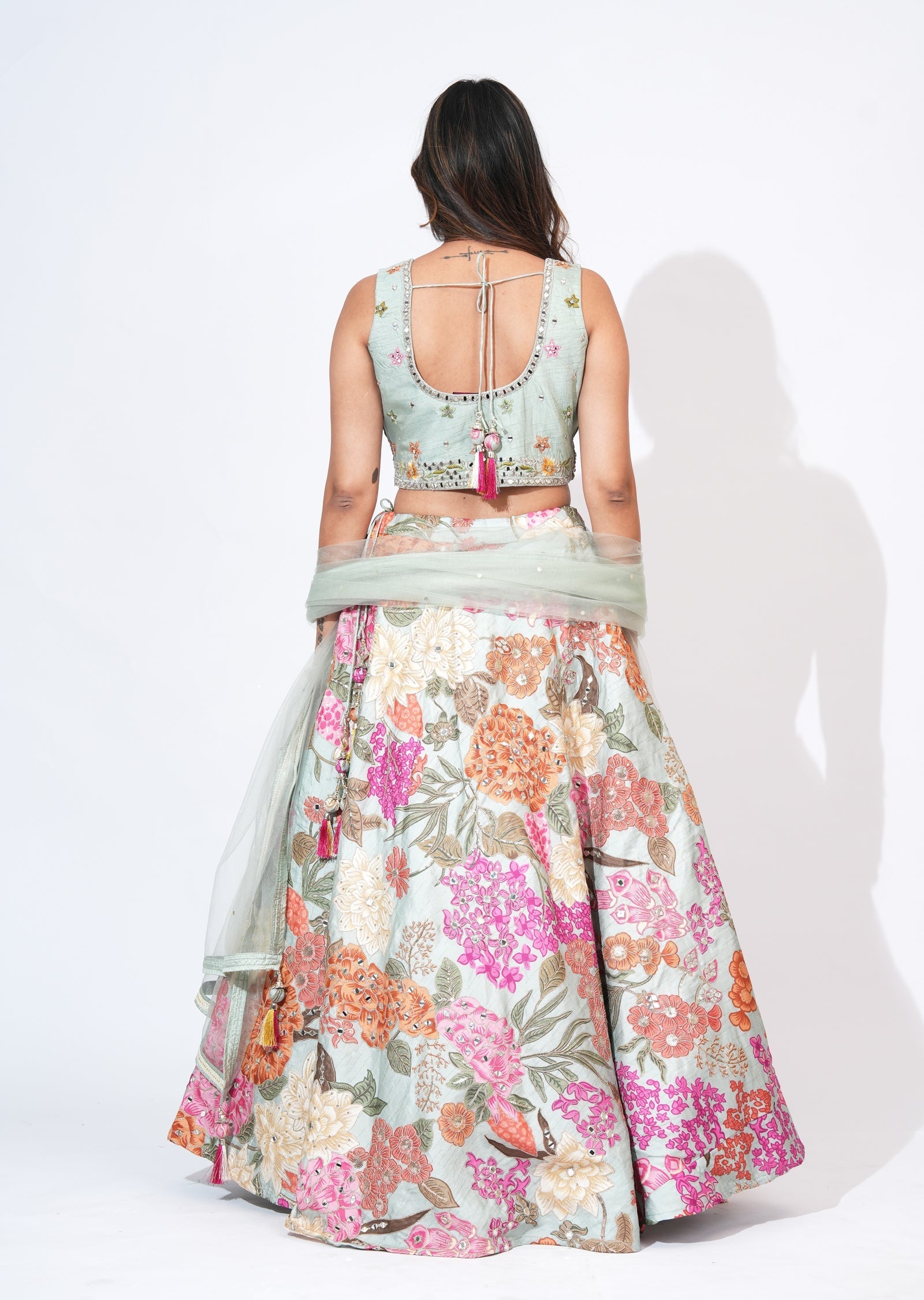 Green Silk Lehenga Set