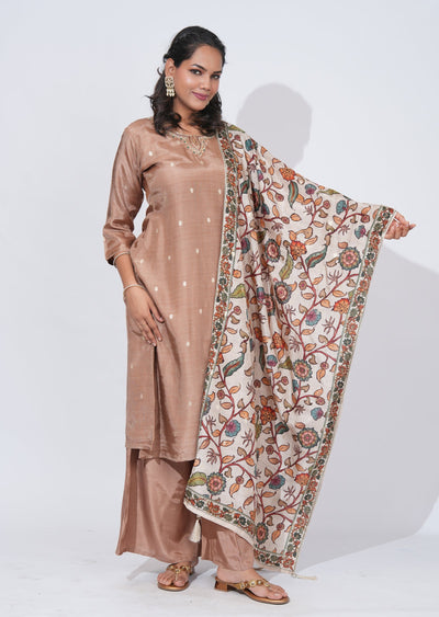 Brown Silk Sharara Set