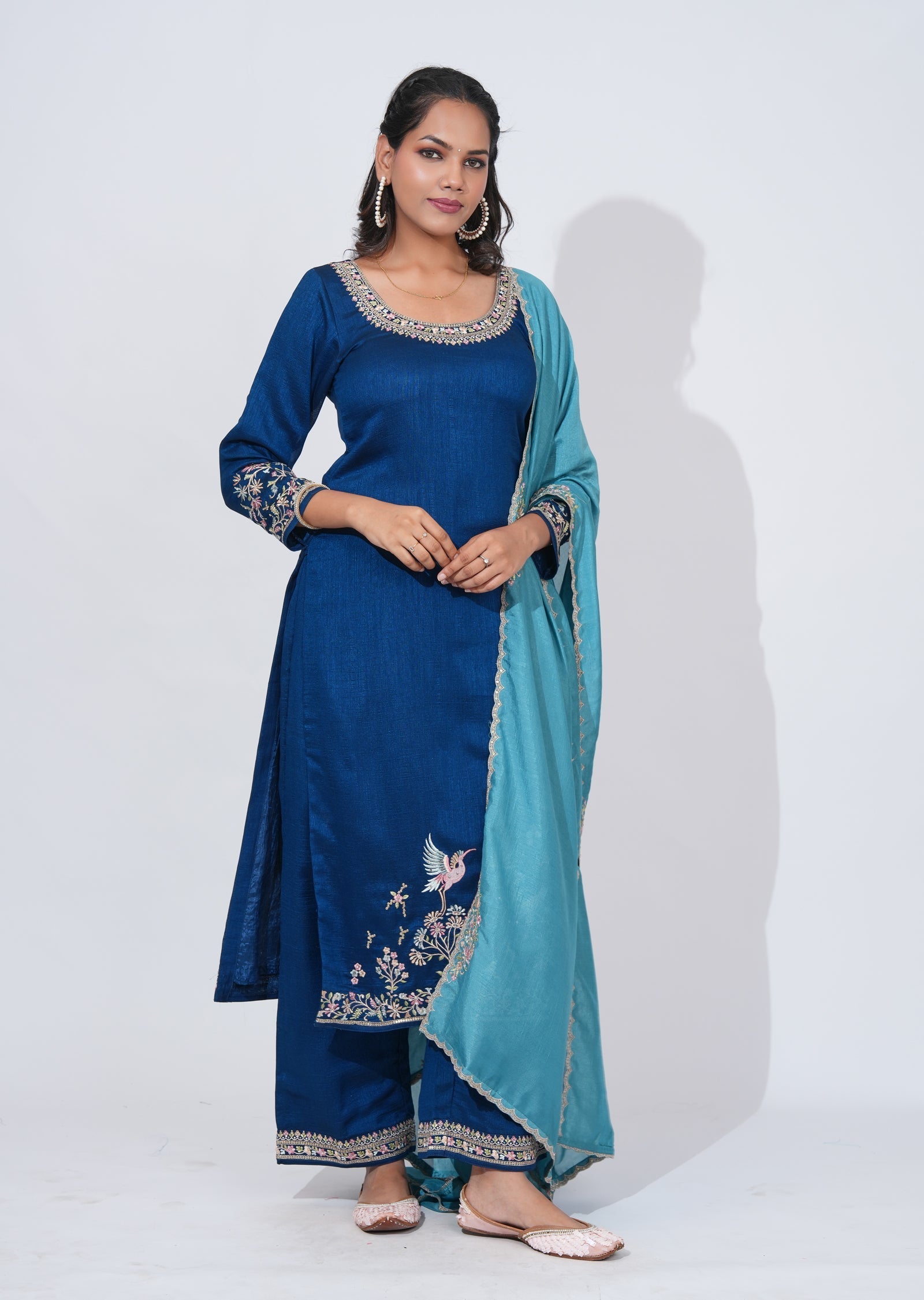 Blue Tissue straight cut Suit