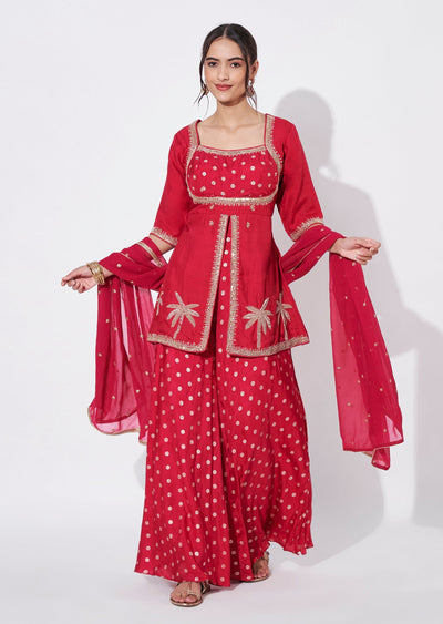 Pink Silk Sharara Set
