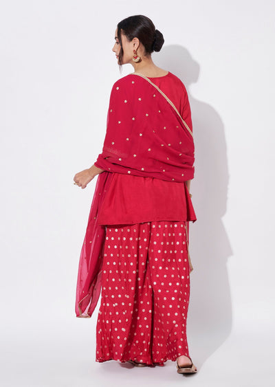 Pink Silk Sharara Set